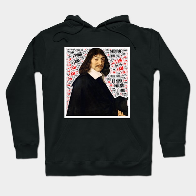 Cool Descartes Quote Design Typography Hoodie by Wollvie